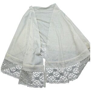 OXford Lace Trim Open Front White Cardigan wrap With Delicate Crochet READ